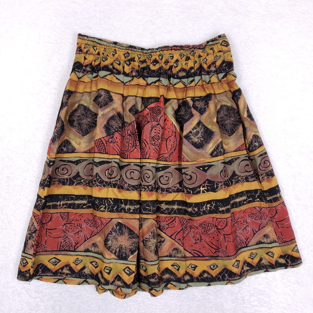 Justin B Jones Vintage Skirt Womens Large Midi Rayon Southwestern Tribal Pleated - Picture 8 of 8